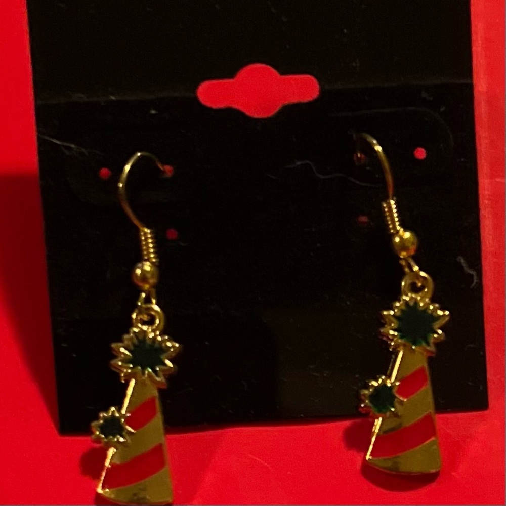 Gold and Red Striped Earrings